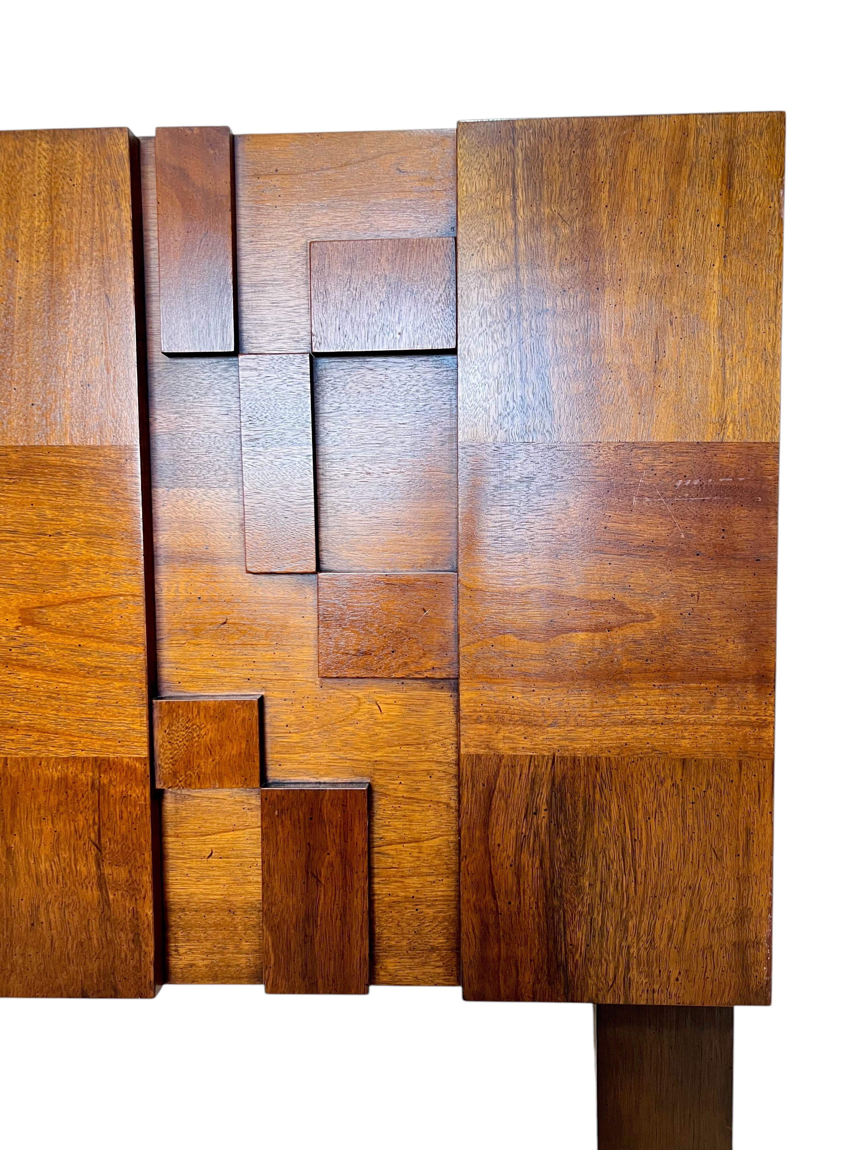 Mid-Century Brutalist Lane Staccato Queen Headboard For Sale 2