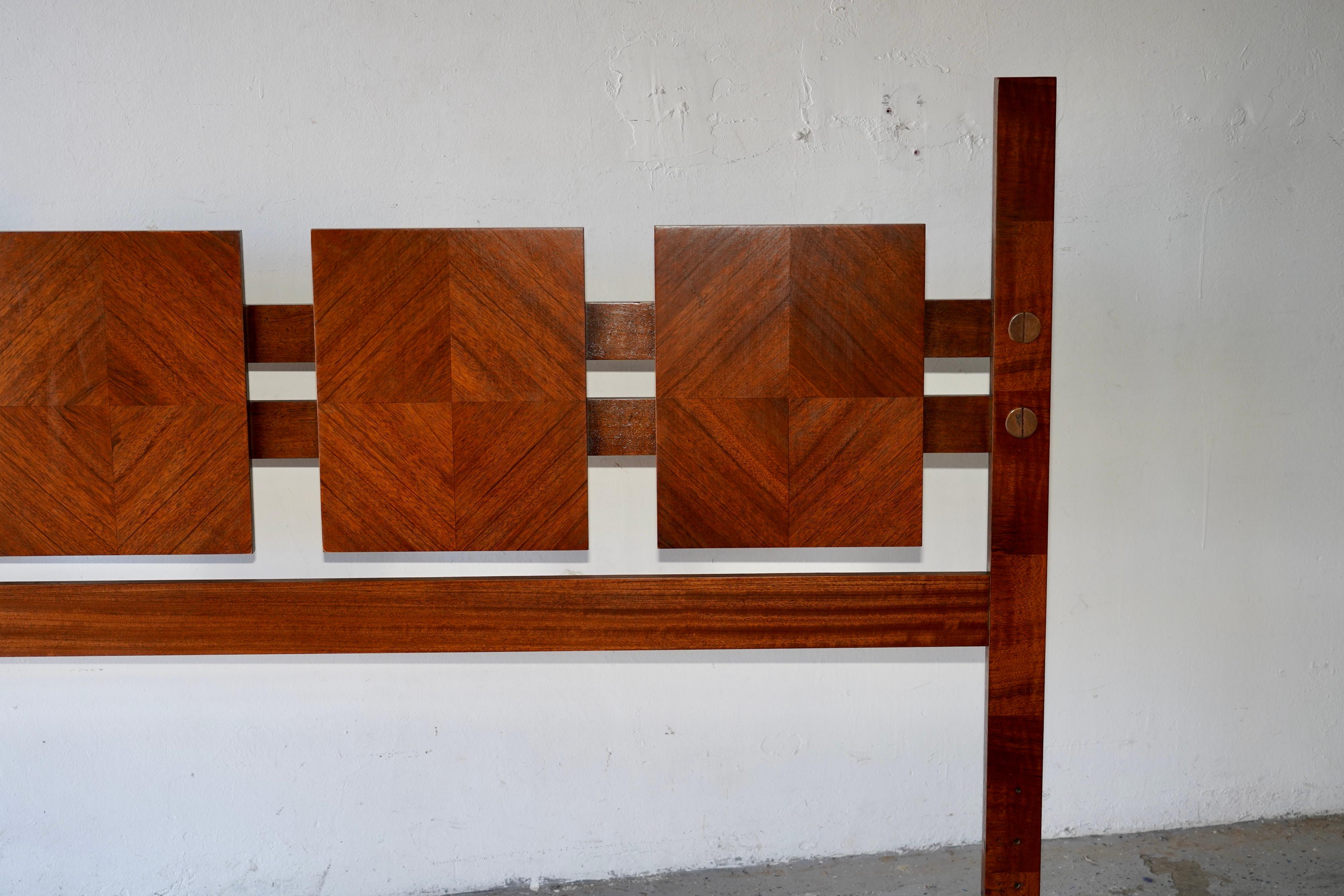 Mid-Century Modern Mid-Century Brutalist Lane Staccato Walnut King Headboard
