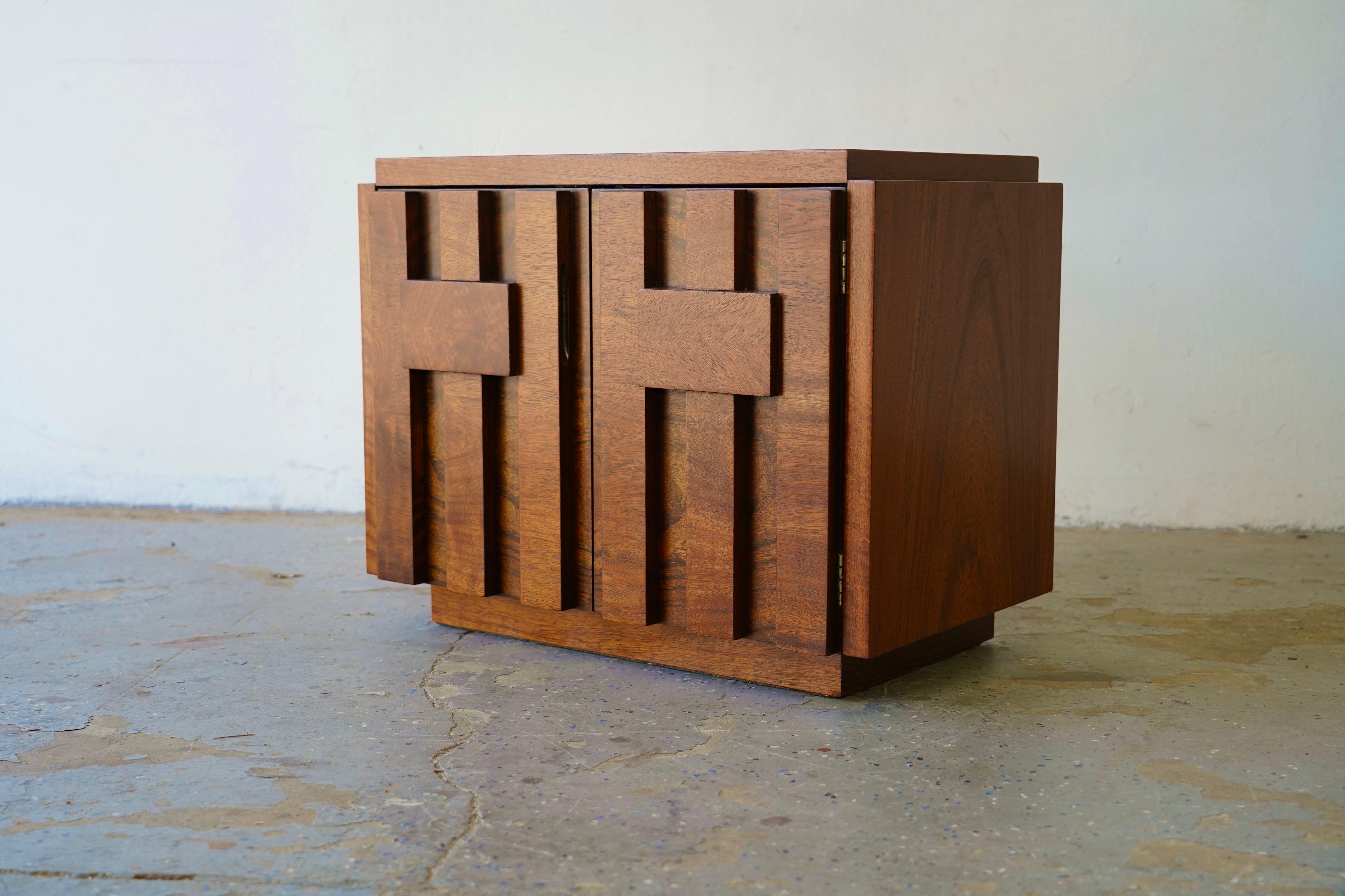 Mid-20th Century Mid-Century Brutalist Lane Staccato Walnut King Headboard