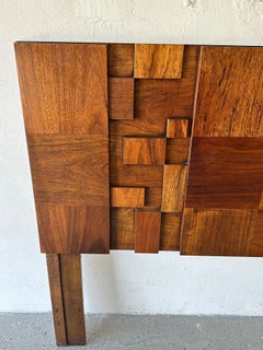 Mid-Century Brutalist Lane Staccato Walnut Queen Headboard