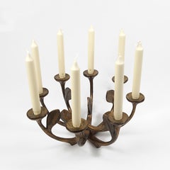 Mid-Century Brutalist Large Bronze 8-Armed Candelabra by Michael Harjes, Germany