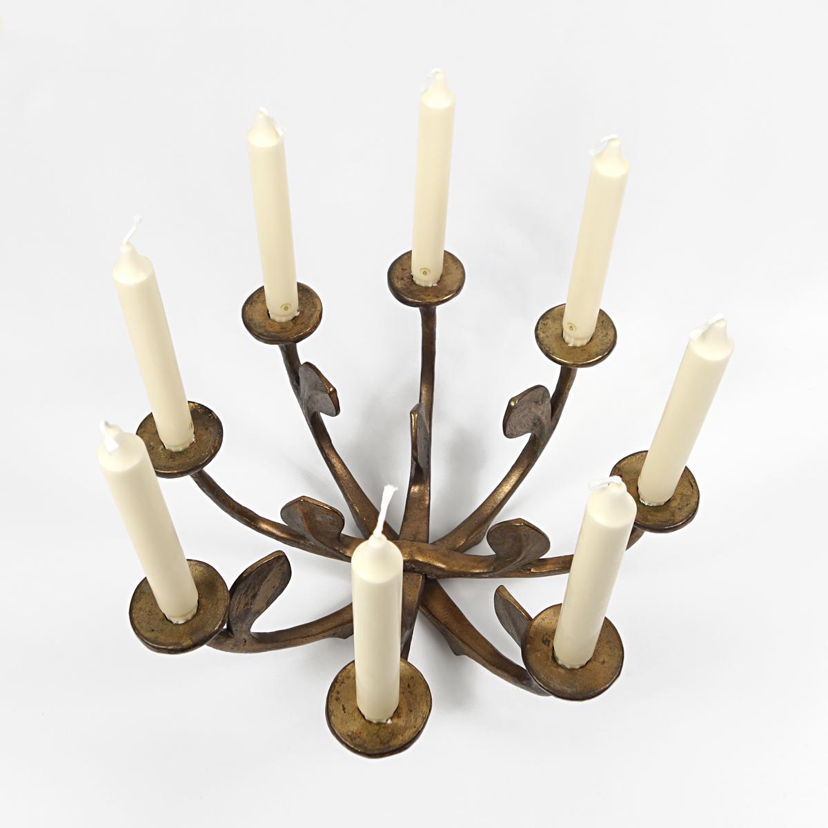 Mid-20th Century Mid-Century Brutalist Large Bronze 8-Armed Candelabra by Michael Harjes, Germany