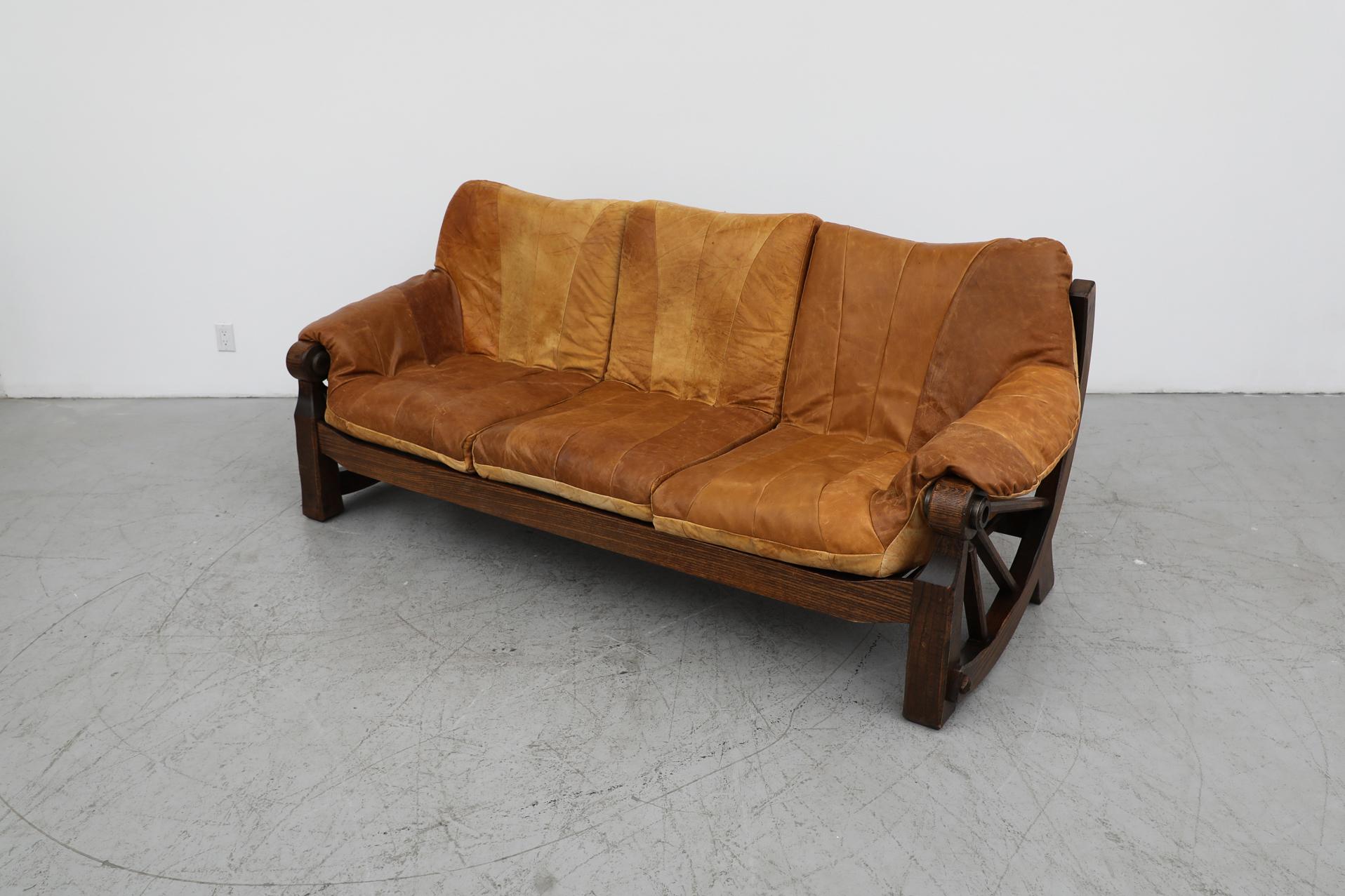 vintage wood frame couch