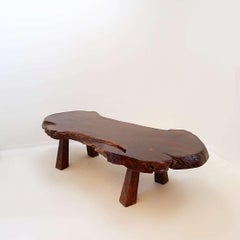Mid-century Brutalist "live edge" large coffee table