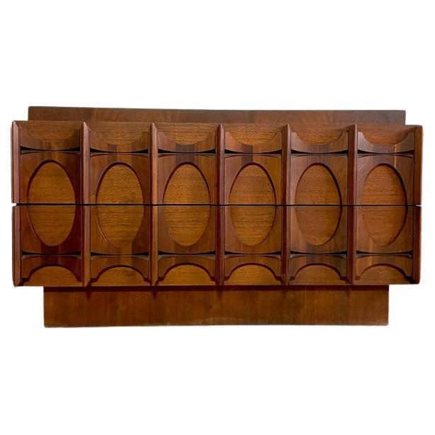Mid Century Brutalist Low Chest or Console Table by Tobago For Sale