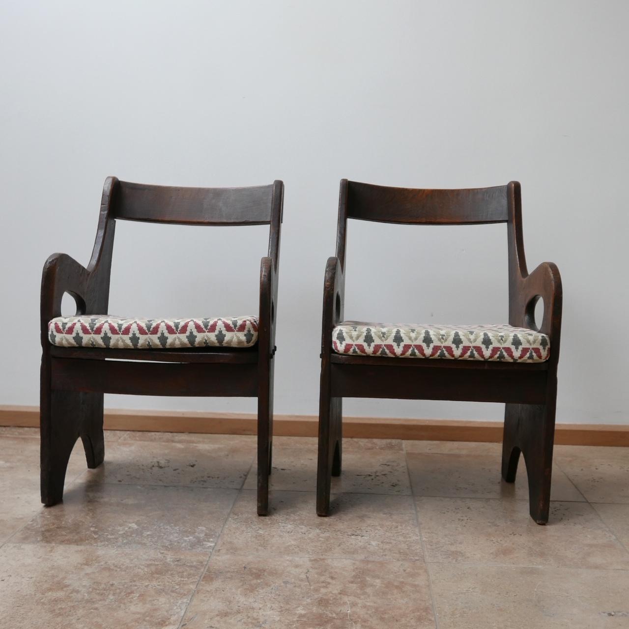 Mid-20th Century Midcentury Brutalist Low Occasional Armchairs