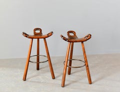 Mid Century Brutalist "Marbella" Bar Stools by Sergio Rodrigues Circa 1970s