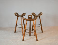 Mid Century Brutalist "Marbella" Bar Stools by Sergio Rodrigues Circa 1970s