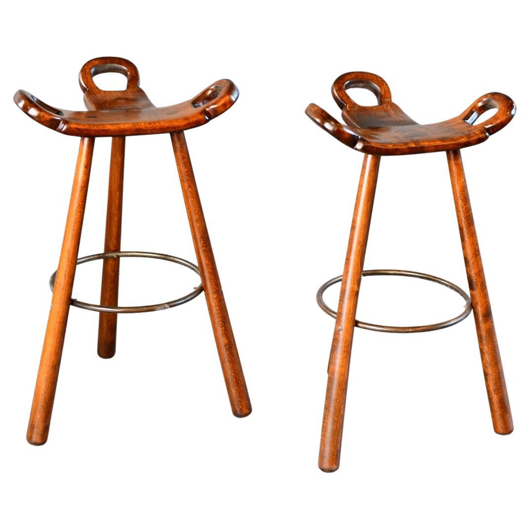 Mid Century Brutalist "Marbella" Bar Stools by Sergio Rodrigues Circa 1970s For Sale