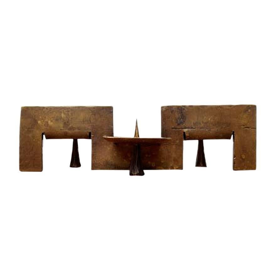 Mid-Century Brutalist Metal Candleholder, 1960s