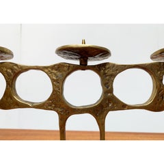 Portacandele in metallo brutalista di metà secolo di Heinz Goll