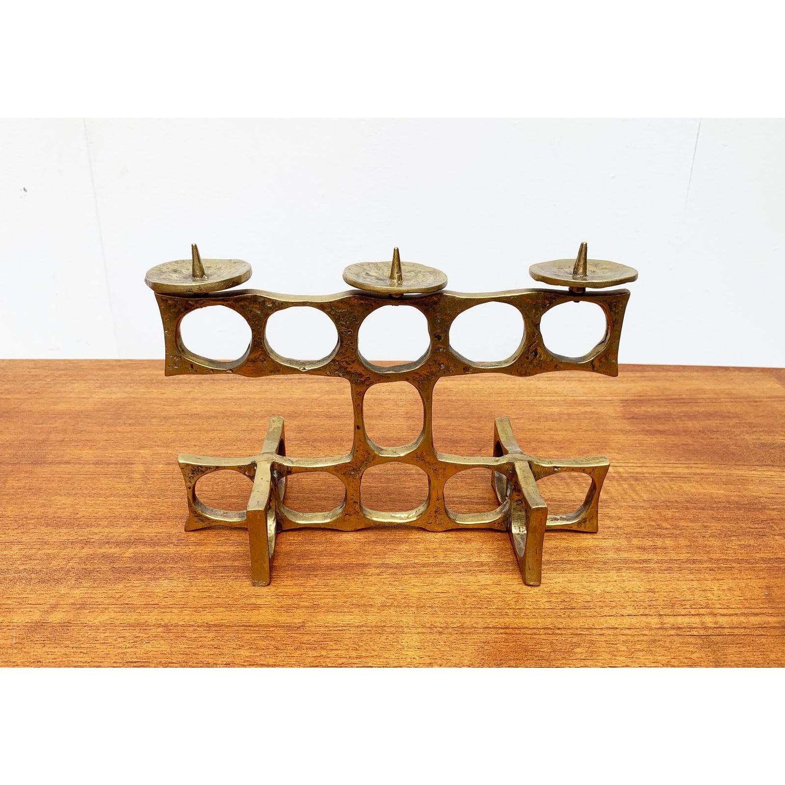 Brutalistischer Metallkerzenhalter aus der Mitte des Jahrhunderts von Heinz Goll im Angebot 2