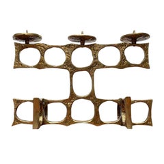 Mid-Century Brutalist Metal Candleholder by Heinz Goll
