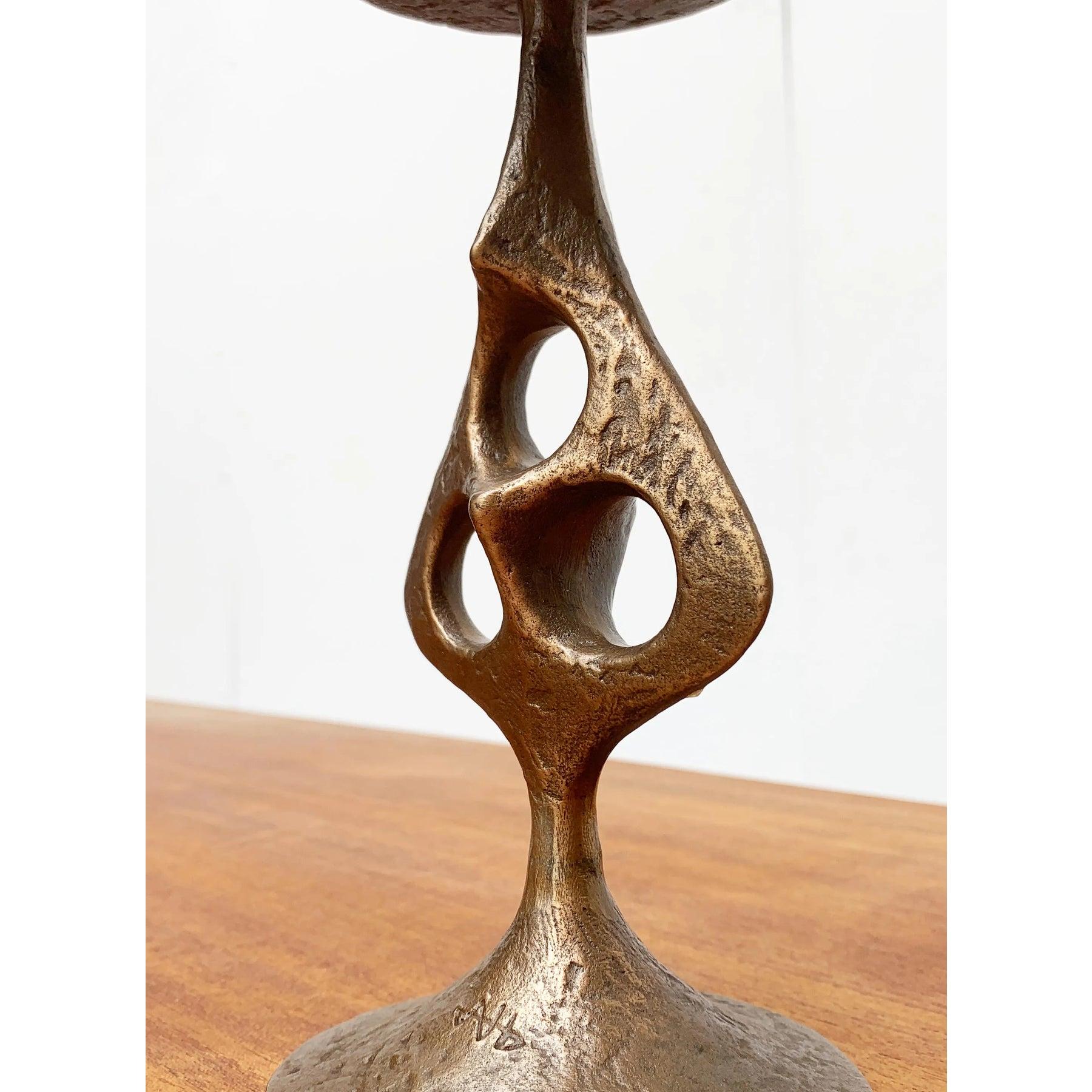 Mid-Century Brutalist Metal Candleholder For Sale 5
