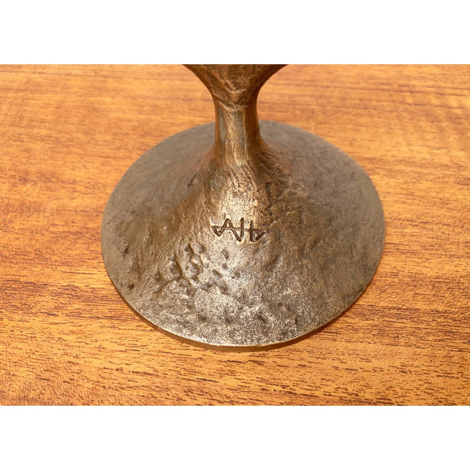 Mid-Century Brutalist Metal Candleholder For Sale 6