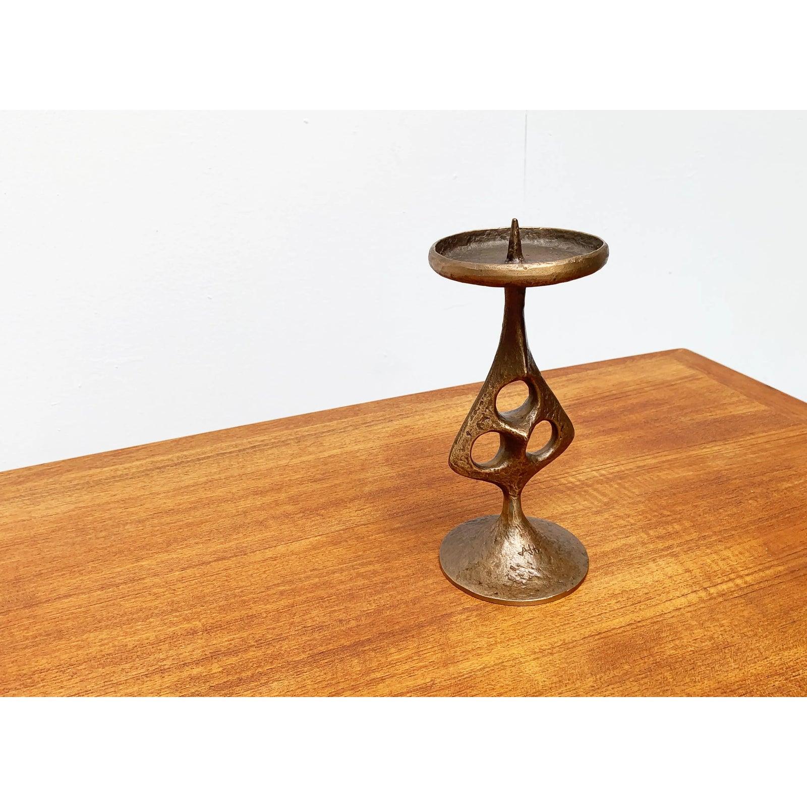 Mid-Century Modern Mid-Century Brutalist Metal Candleholder For Sale