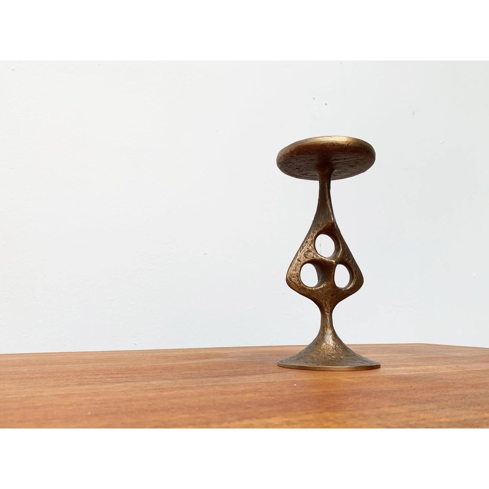 20th Century Mid-Century Brutalist Metal Candleholder For Sale