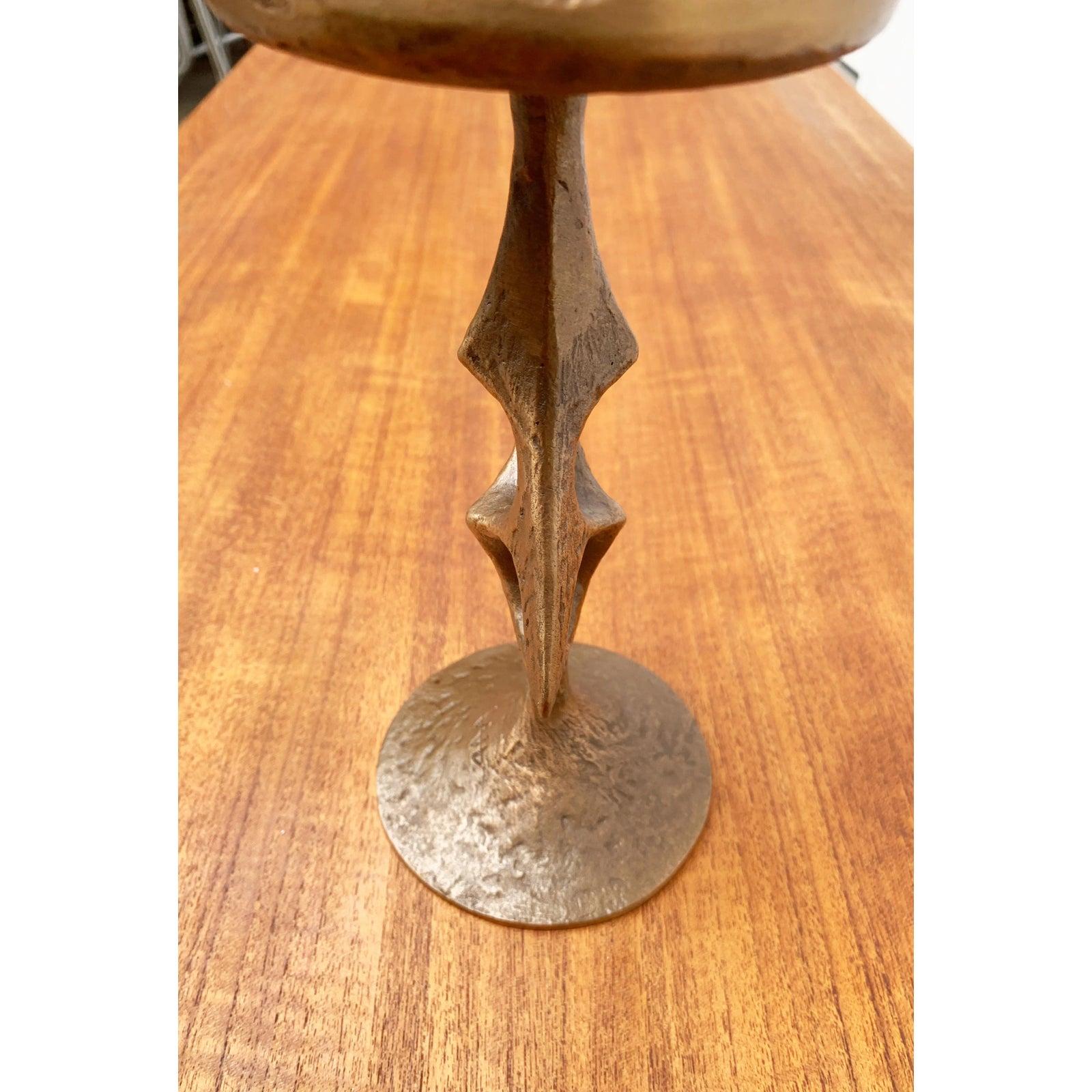Mid-Century Brutalist Metal Candleholder For Sale 1