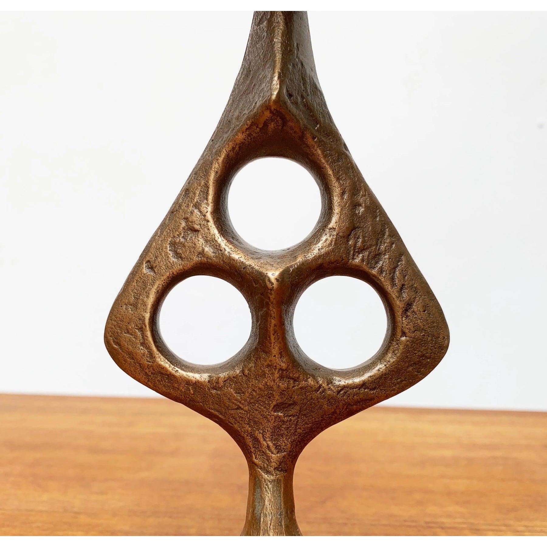 Mid-Century Brutalist Metal Candleholder For Sale 2