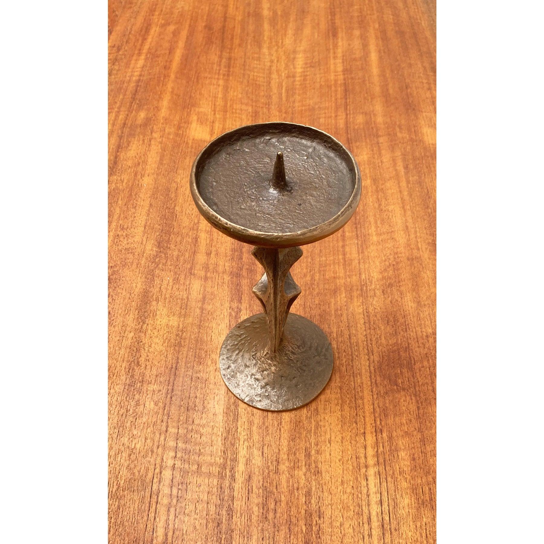 Mid-Century Brutalist Metal Candleholder For Sale 4