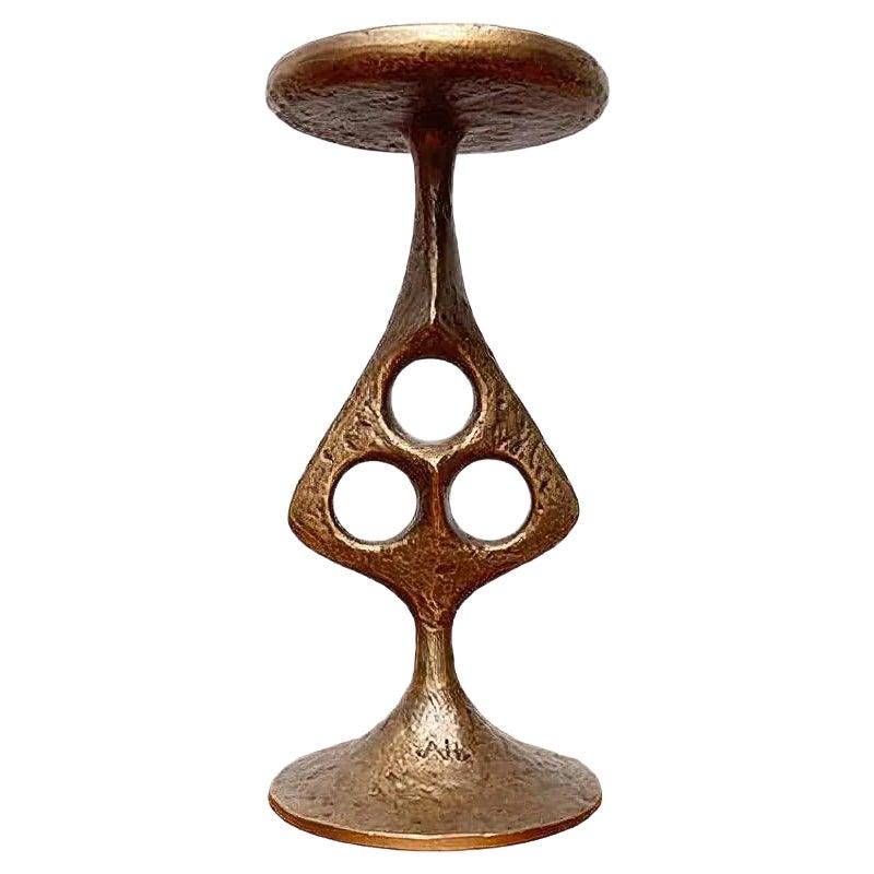 Mid-Century Brutalist Metal Candleholder