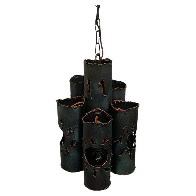 Mid-Century Brutalist Metal Pendant Lamp