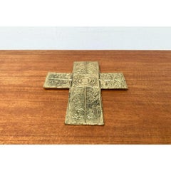 Mid-Century Brutalist Metal Sakral Cross Sculpture, 1960s