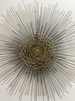 Mid-Century Brutalist Metal Starburst Sunburst Wall Art, Curtis Jere Era