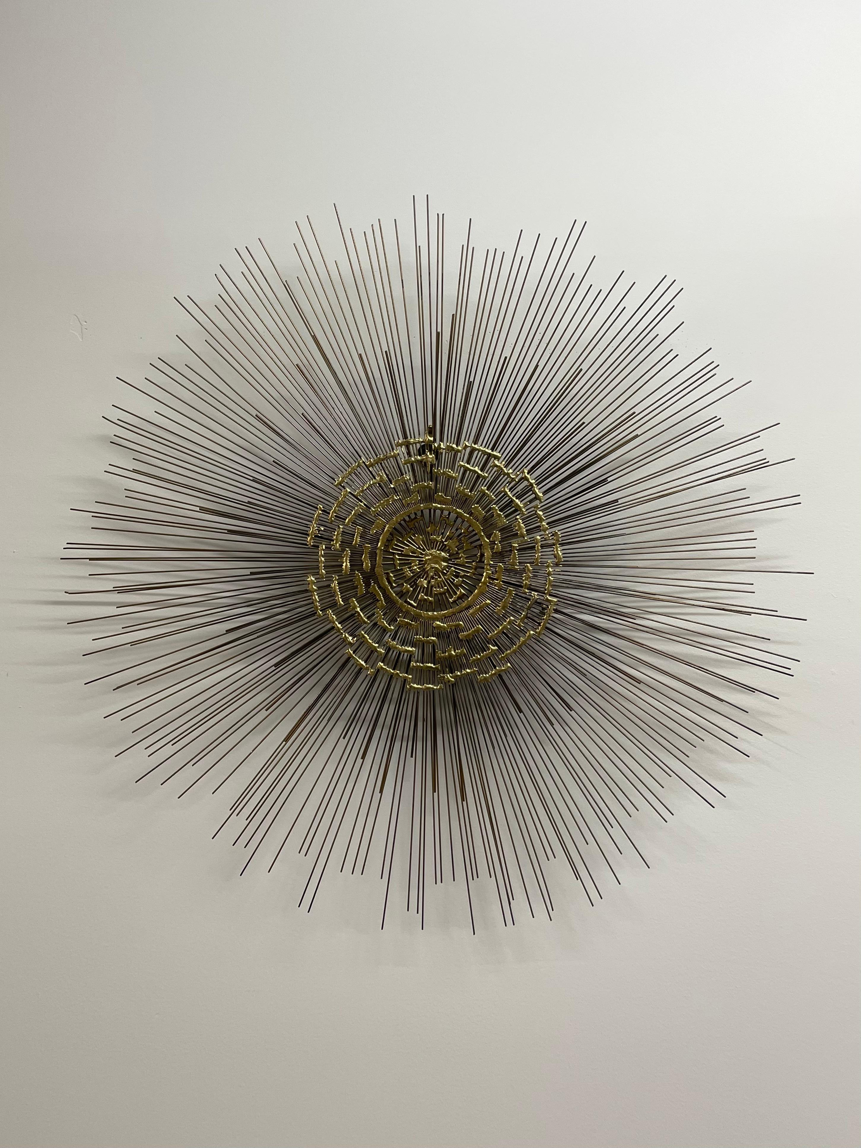 Américain Art mural du milieu du siècle Brutalist Metal Starburst Sunburst, Curtis Jere Era en vente