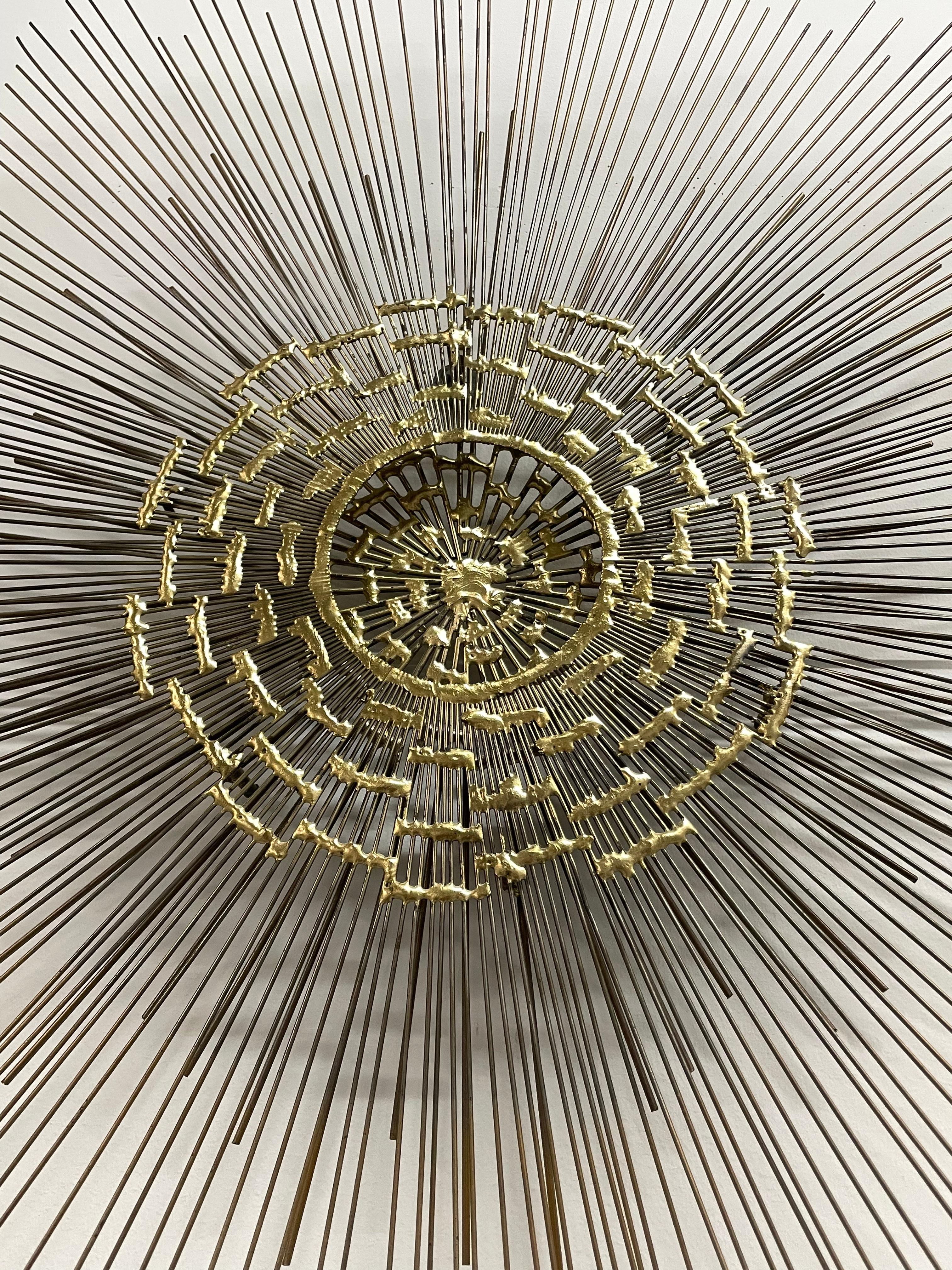 Art mural du milieu du siècle Brutalist Metal Starburst Sunburst, Curtis Jere Era Bon état - En vente à Winnipeg, MB