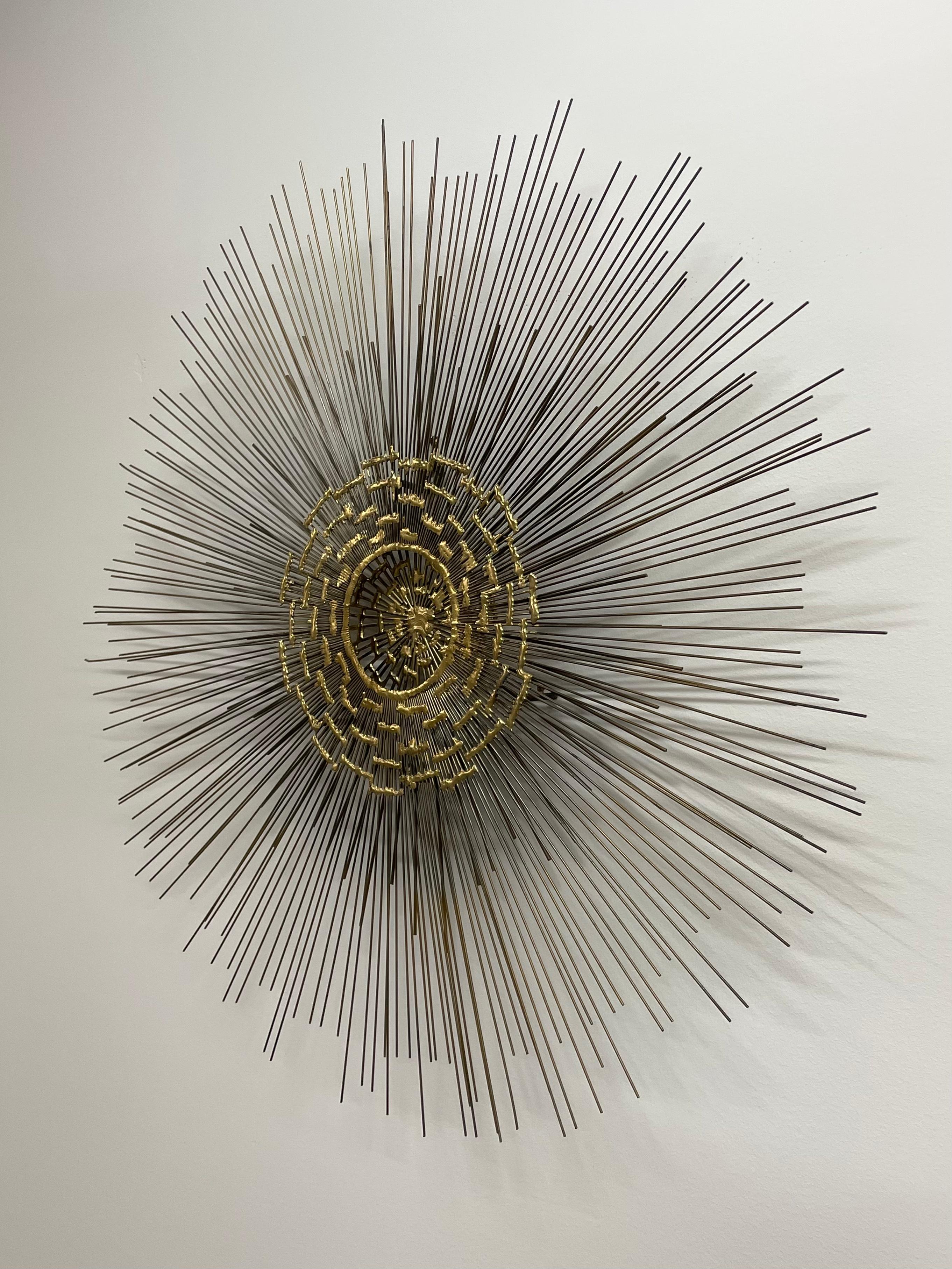Métal Art mural du milieu du siècle Brutalist Metal Starburst Sunburst, Curtis Jere Era en vente
