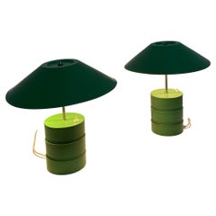 Mid-Century Brutalist Metal Table Lamp, c1960s, Lime Green Color Finish