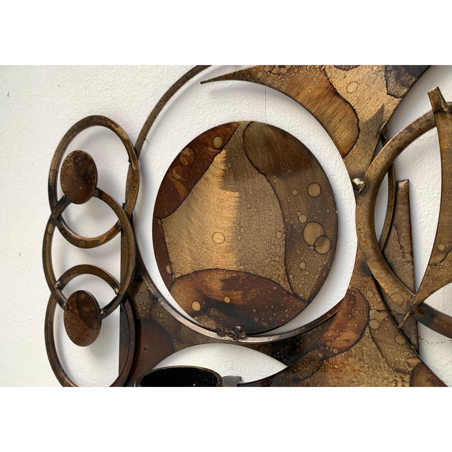 Brutalistische Metall-Wandskulptur und Kerzenhalter aus der Mitte des Jahrhunderts von Henrik Horst im Angebot 5