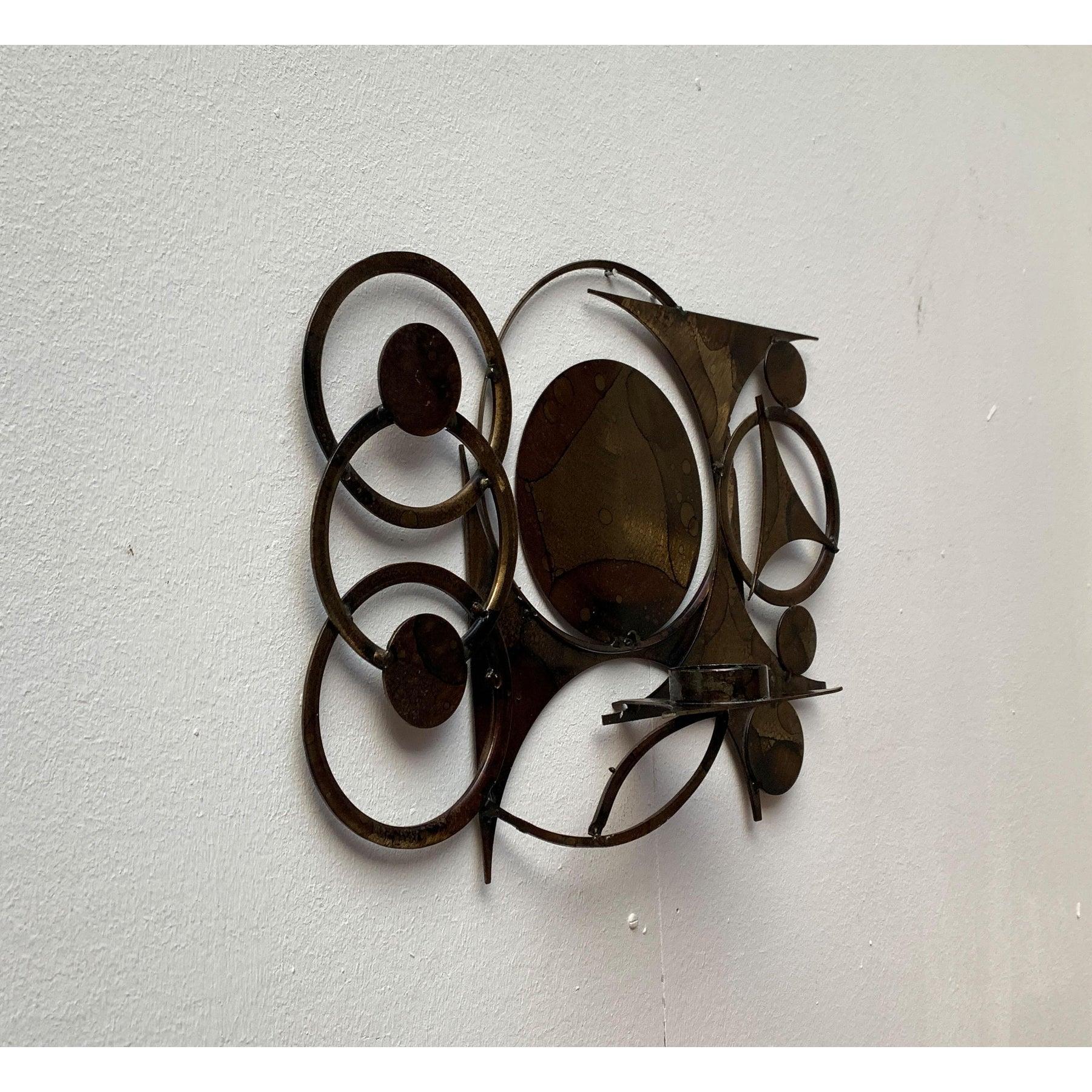 Brutalistische Metall-Wandskulptur und Kerzenhalter aus der Mitte des Jahrhunderts von Henrik Horst im Angebot 6
