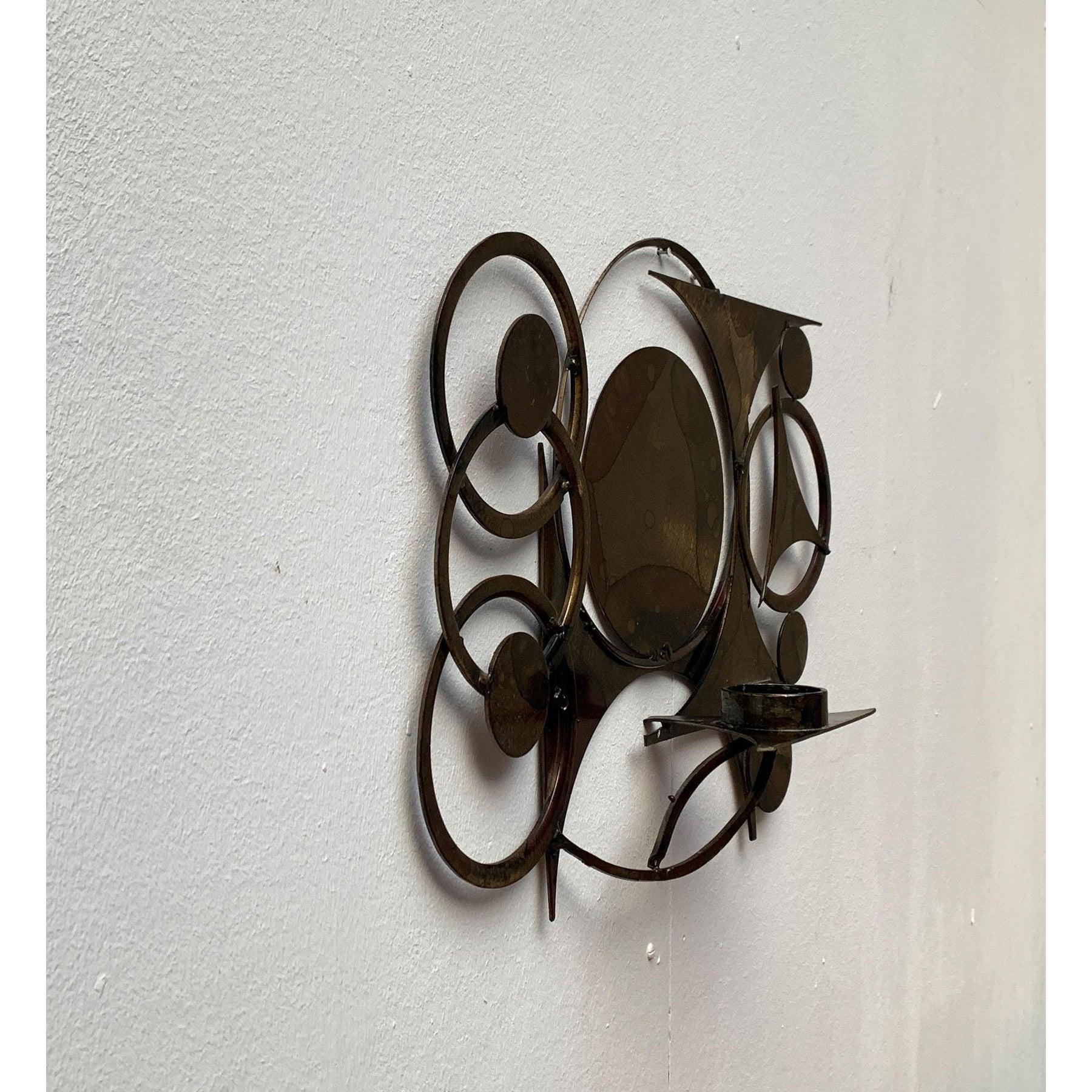 Brutalistische Metall-Wandskulptur und Kerzenhalter aus der Mitte des Jahrhunderts von Henrik Horst im Angebot 7