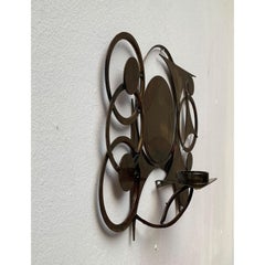 Escultura de pared y portavelas de metal Brutalista de mediados de siglo de Henrik Horst