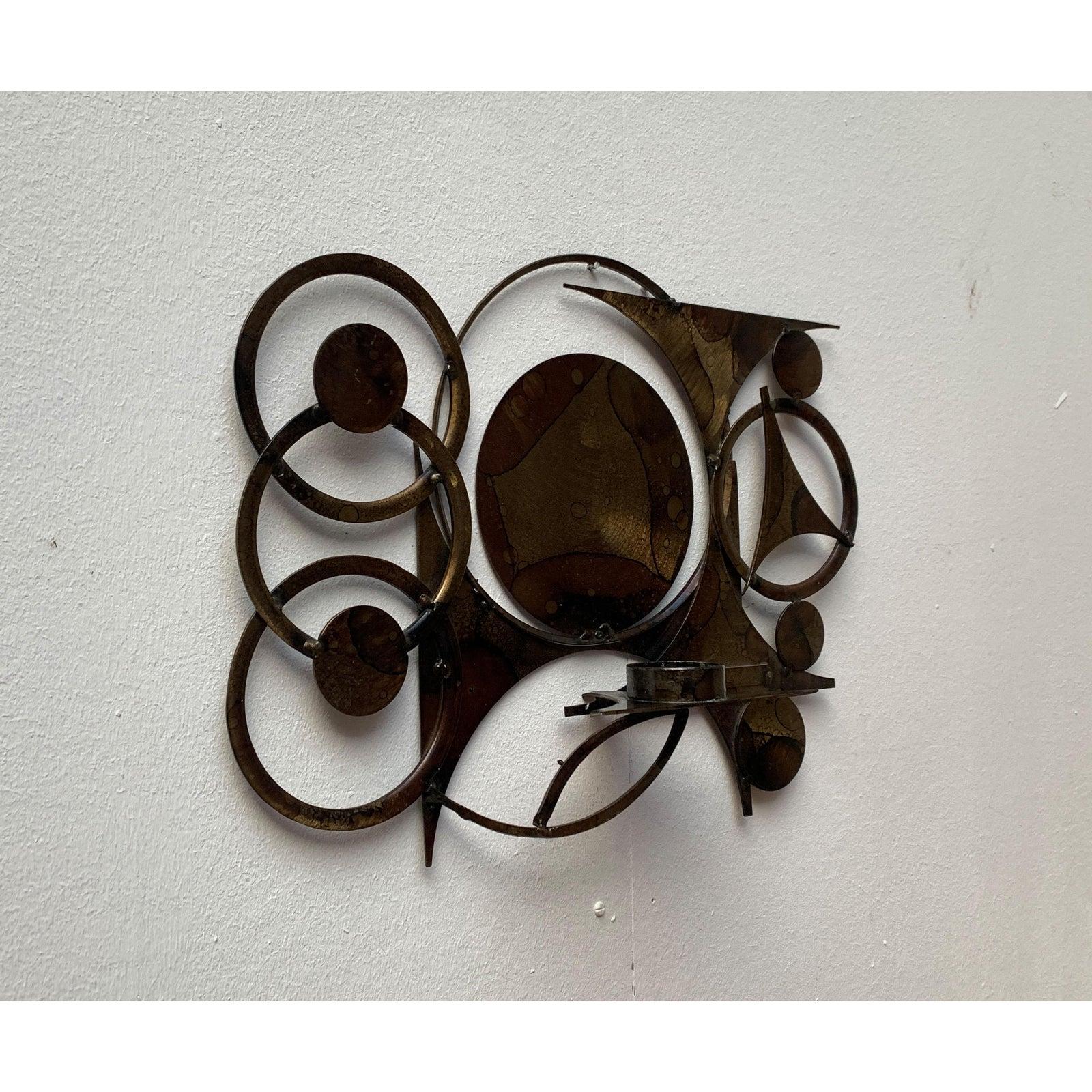 Brutalistische Metall-Wandskulptur und Kerzenhalter aus der Mitte des Jahrhunderts von Henrik Horst (Dänisch) im Angebot