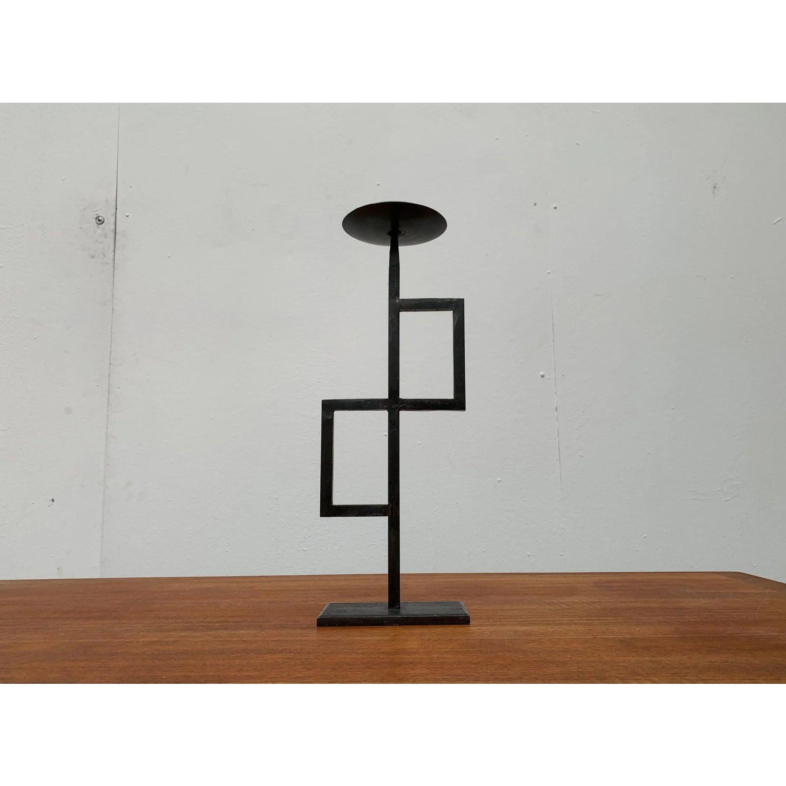 Mid-Century Brutalist Minimalistic Metal Candleholder, 1960s For Sale 5