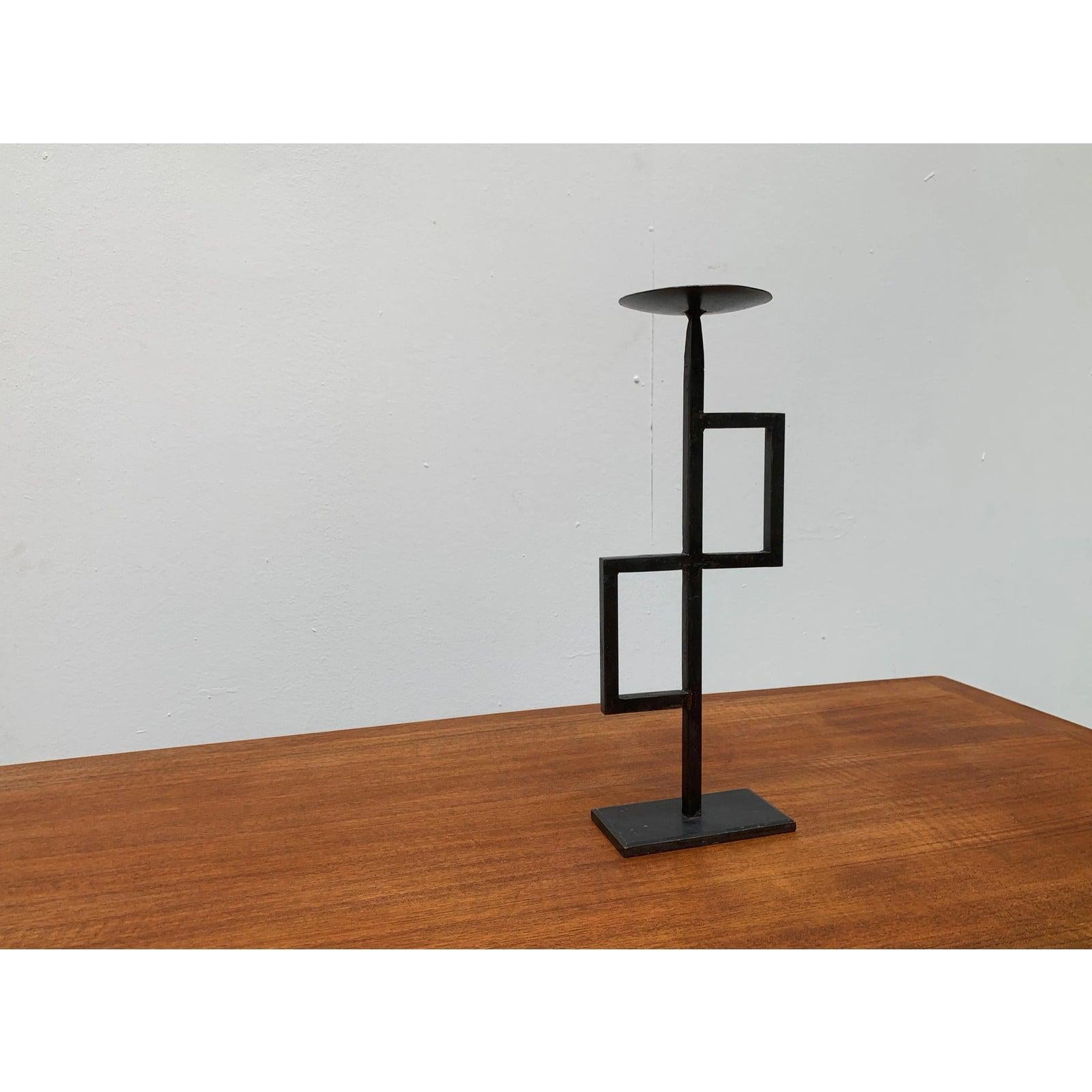 Mid-Century Brutalist Minimalistic Metal Candleholder, 1960s For Sale 6