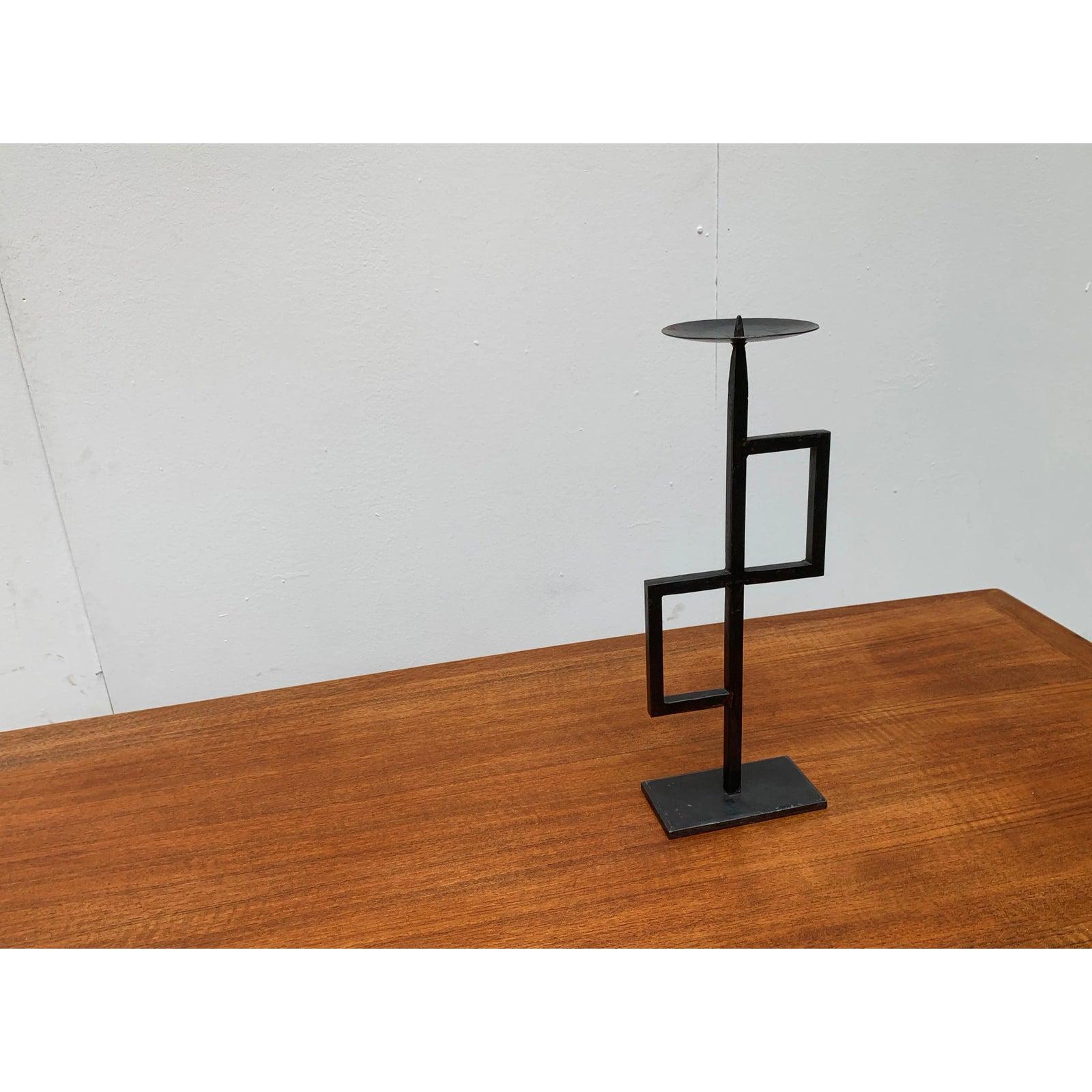 Mid-Century Brutalist Minimalistic Metal Candleholder, 1960s For Sale 7
