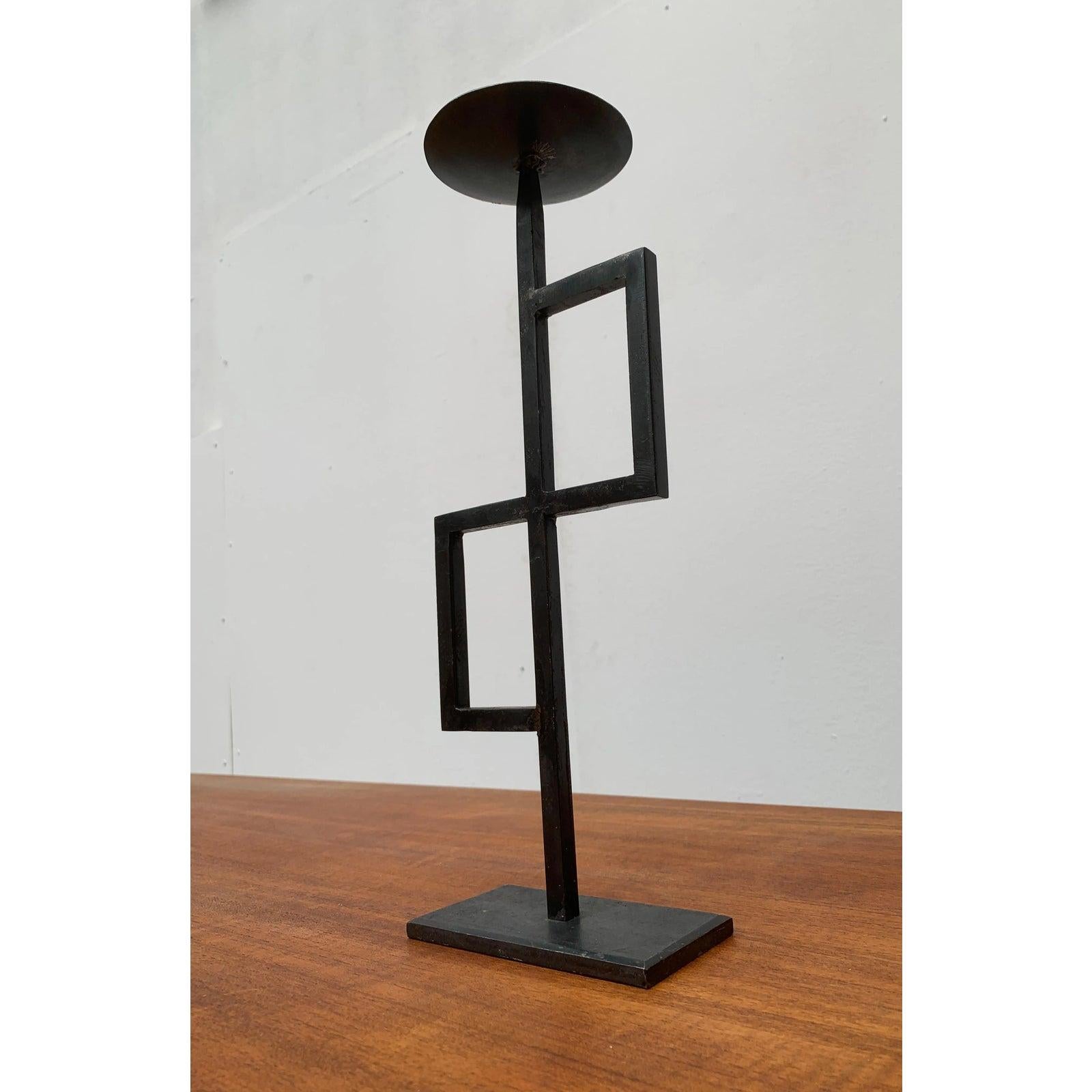 Mid-Century Brutalist Minimalistic Metal Candleholder, 1960s In Excellent Condition For Sale In Hamburg, DE