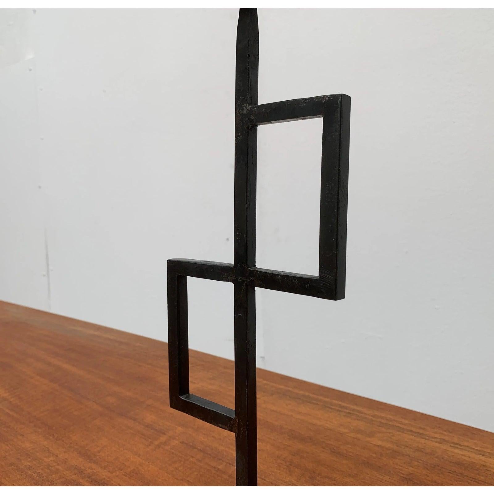 20th Century Mid-Century Brutalist Minimalistic Metal Candleholder, 1960s For Sale