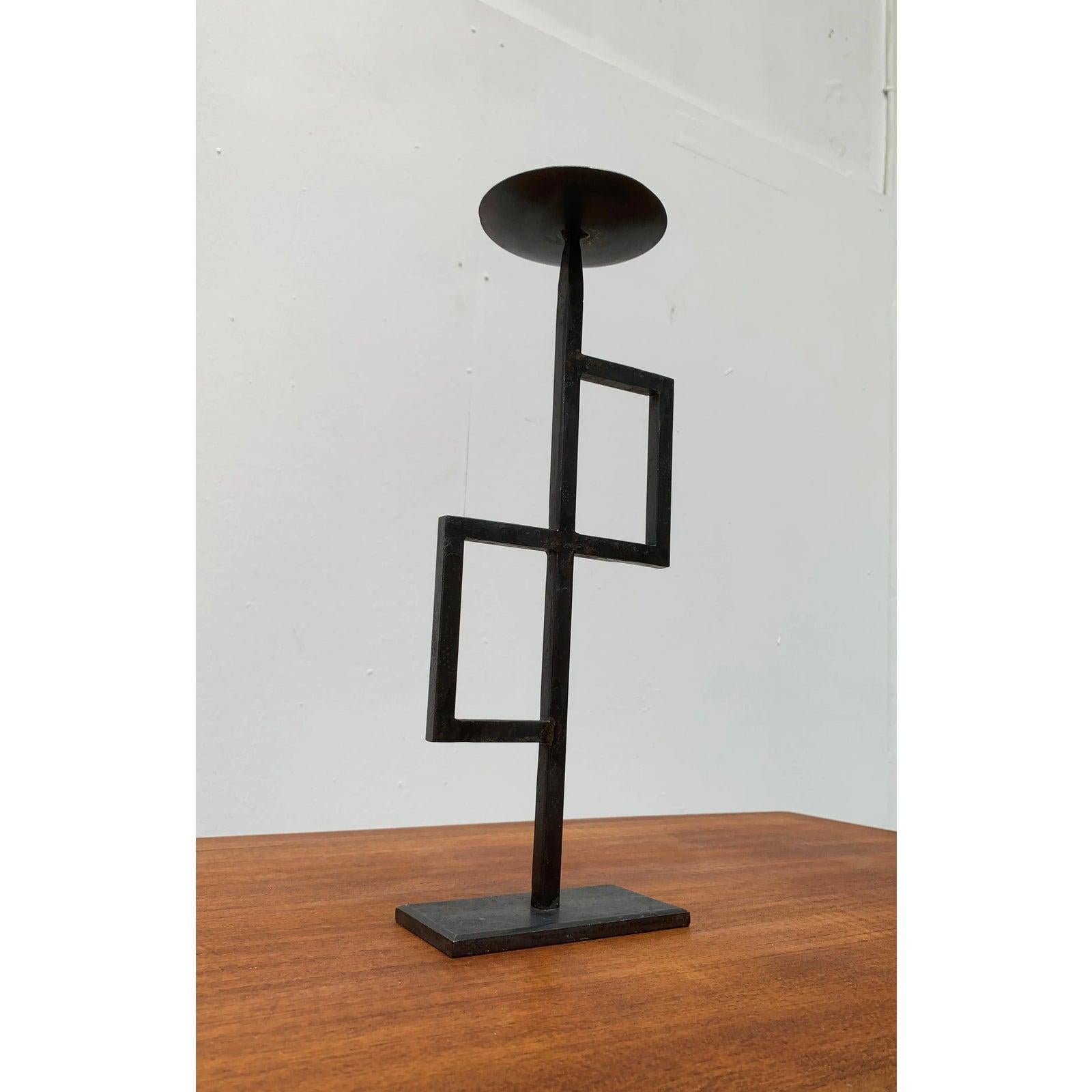 Mid-Century Brutalist Minimalistic Metal Candleholder, 1960s For Sale 2