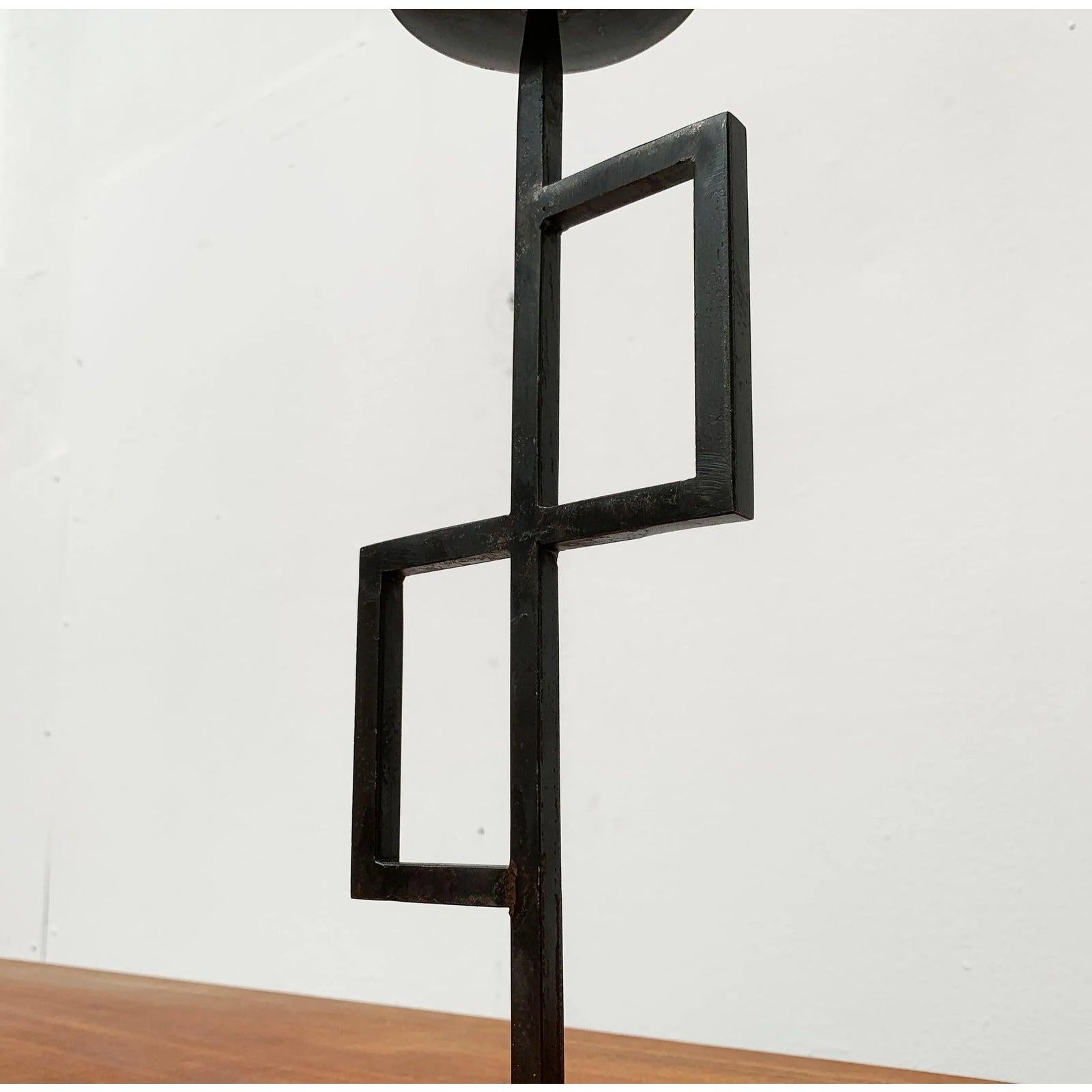 Mid-Century Brutalist Minimalistic Metal Candleholder, 1960s For Sale 3