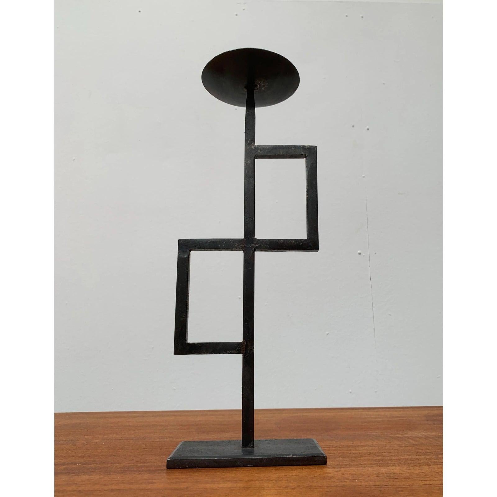 Mid-Century Brutalist Minimalistic Metal Candleholder, 1960s For Sale 4