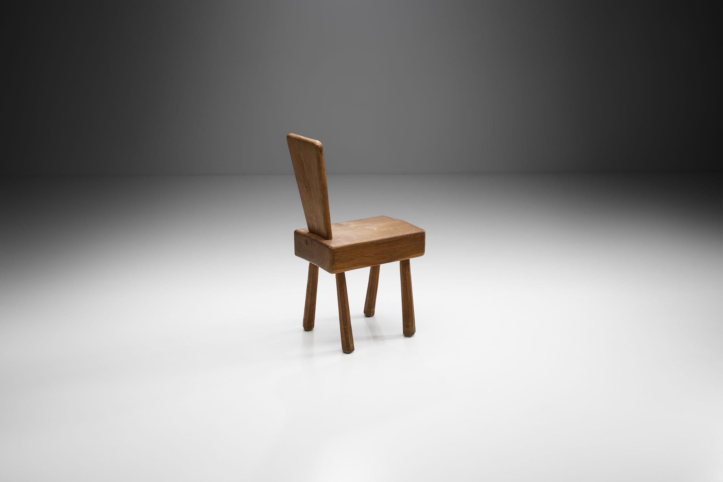 Mid-Century Modern Mid-Century Brutalist Oak Chair, France 1960s