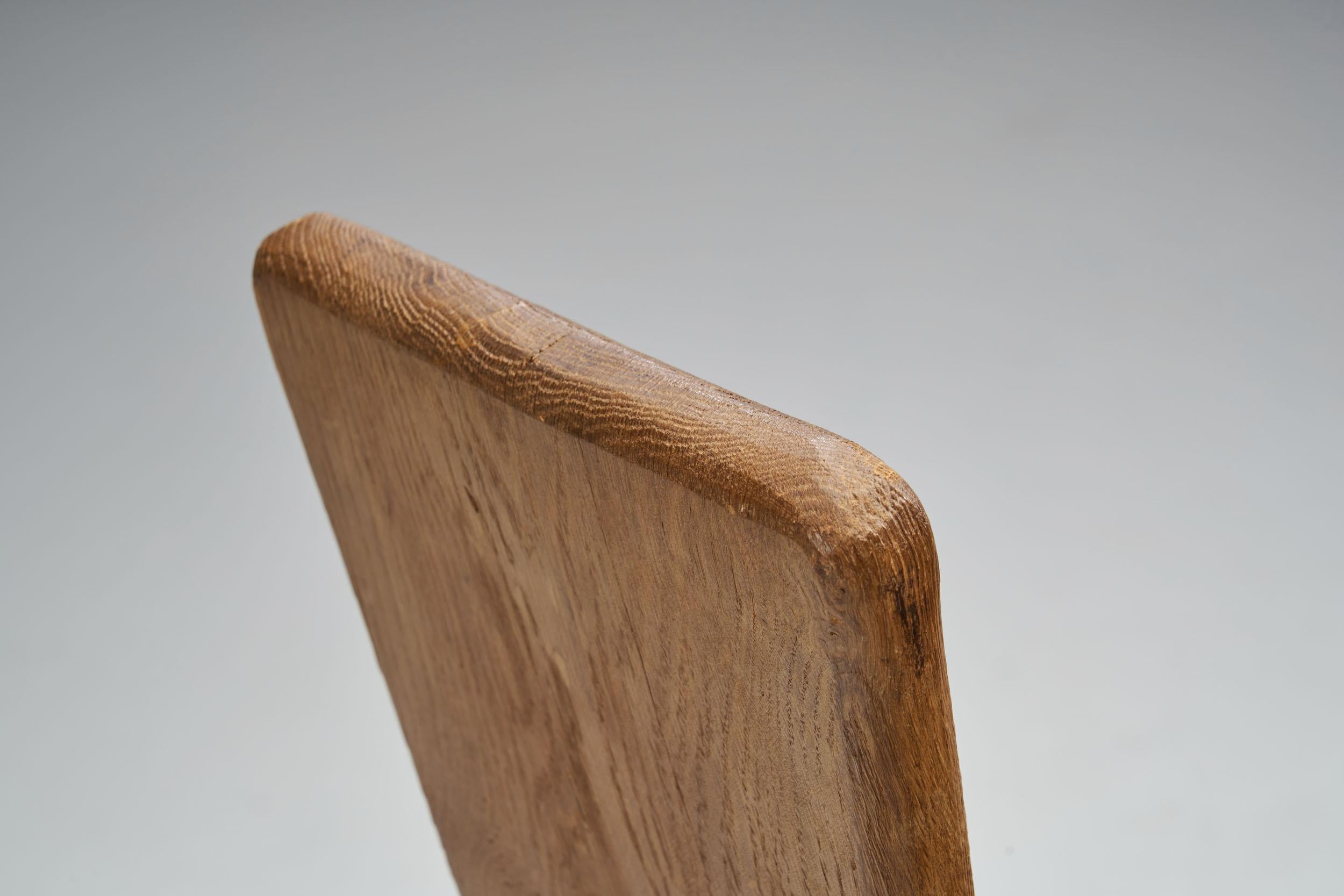 Mid-20th Century Mid-Century Brutalist Oak Chair, France 1960s