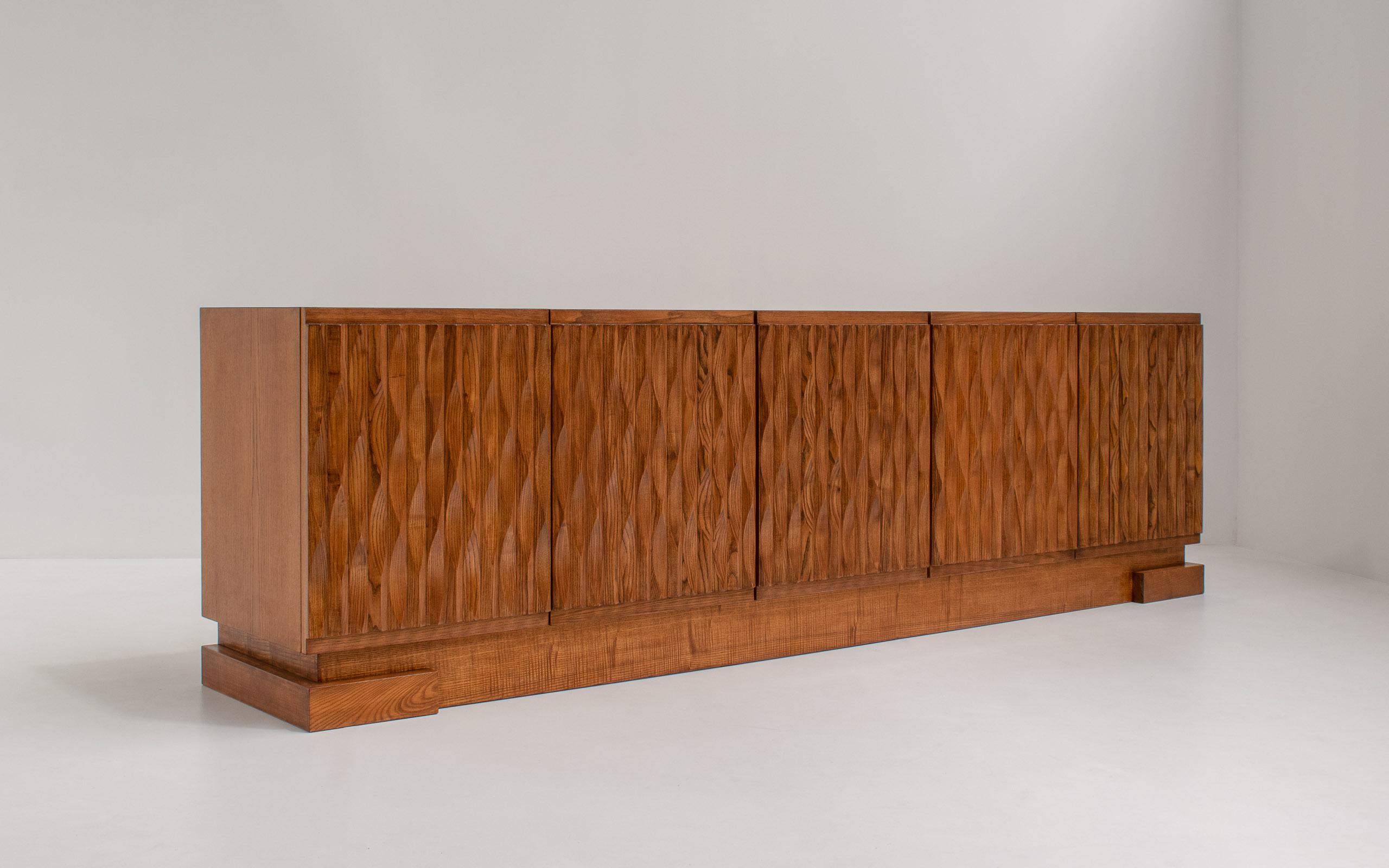 Wood Midcentury Brutalist Oak Sideboard, Belgium, 1970s