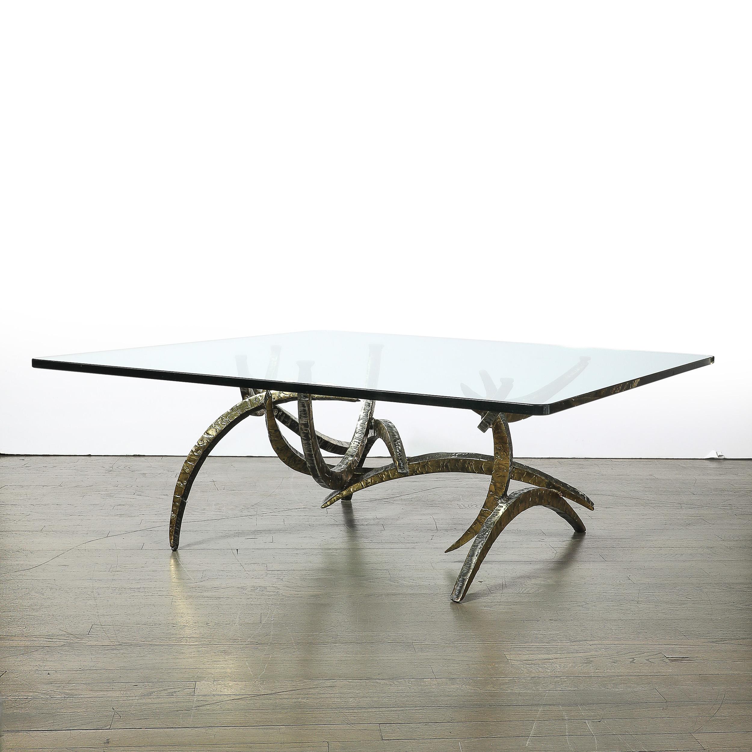 Brutalistischer Mid-Century-Cocktailtisch „Ortega“ aus gemischten Metallen, signiert Silas Seandel (Ende des 20. Jahrhunderts) im Angebot