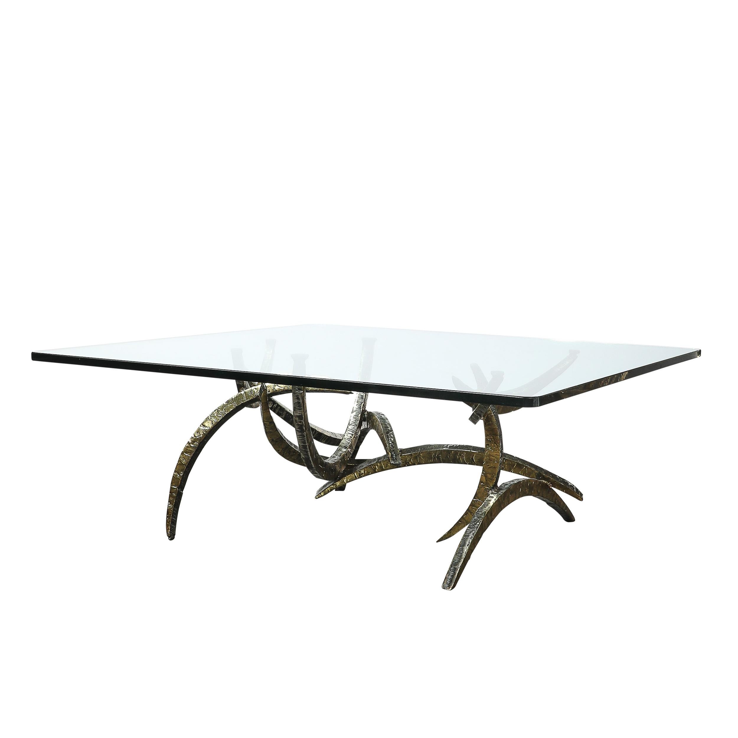 Brutalistischer Mid-Century-Cocktailtisch „Ortega“ aus gemischten Metallen, signiert Silas Seandel (Moderne der Mitte des Jahrhunderts) im Angebot